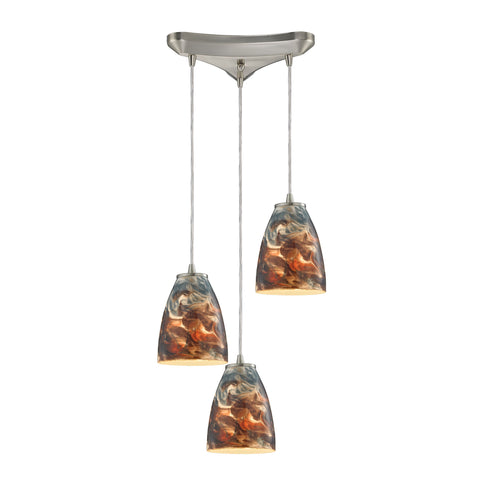 Abstractions 3 Light Pendant In Satin Nickel