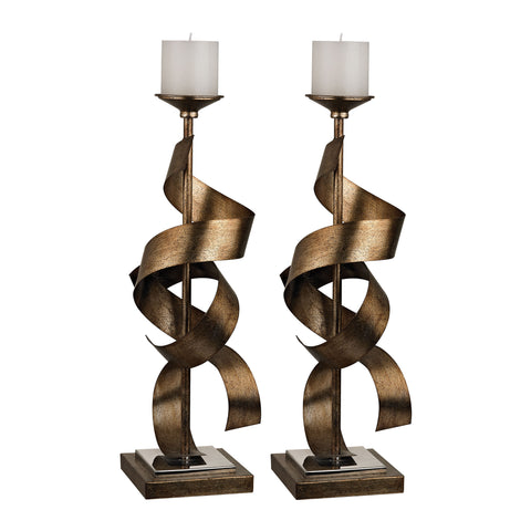 Sculpted Metal Candle Holders - Set of 2