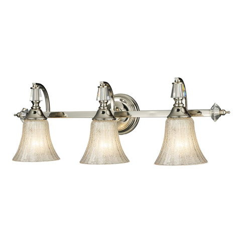 Lincoln Square 3 Light Vanity In Polished Nickel And Clear Crystalline Glass