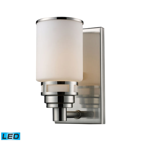 Bryant 1 Light LED Vanity In Satin Nickel And Opal White Glass