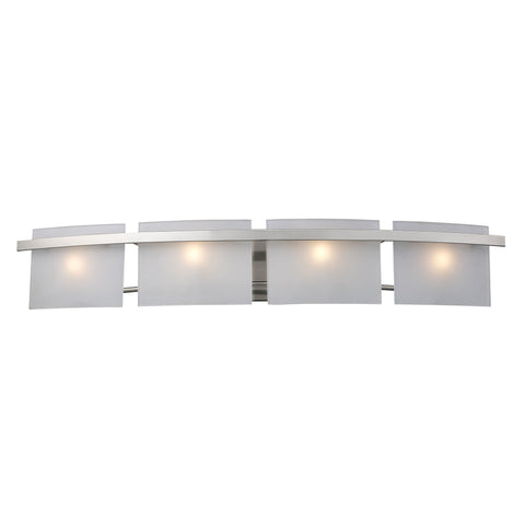 Briston 4 Light Vanity In Satin Nickel And Frosted White Glass