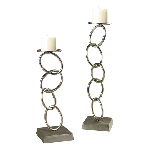 Erin Silver Chain Candle Holders - Set of 2