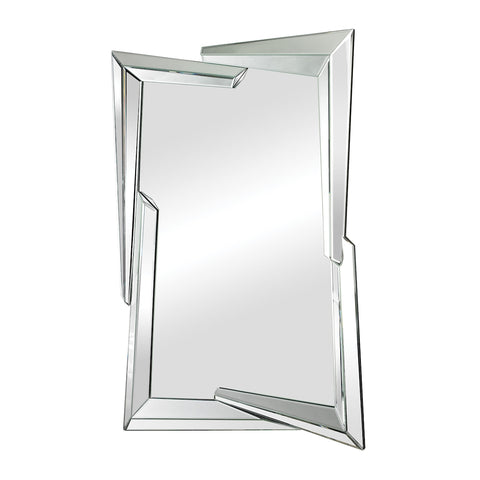 Juxtaposed Angles Clear Beveled Edge Glass Mirror