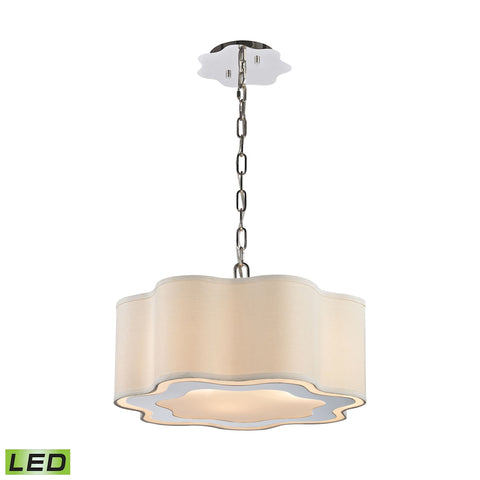 Villoy 3 Light LED Drum Pendant In Polished Stainless Steel And Nickel