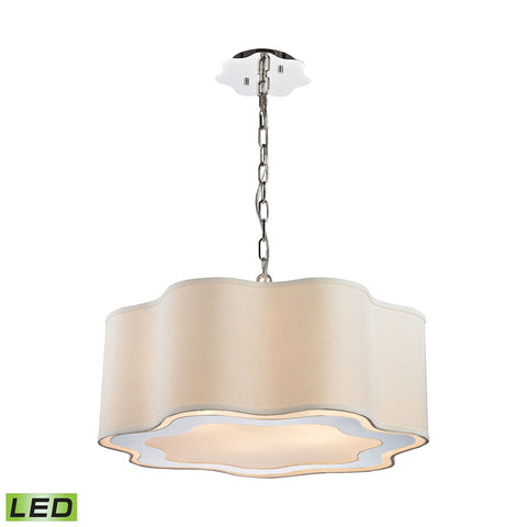 Villoy 6 Light LED Drum Pendant In Polished Stainless Steel And Nickel