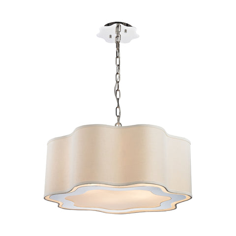 Villoy 6 Light Drum Pendant In Polished Stainless Steel And Nickel