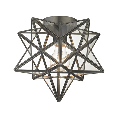 Moravian Star Flush Mount - Bronze With Clear Glass