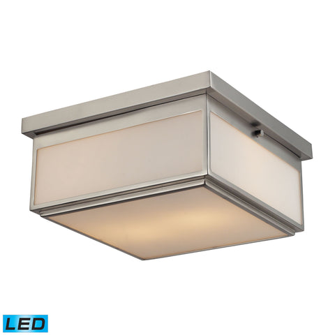 Flushmounts 2 Light LED Flushmount In Brushed Nickel And Opal White Glass