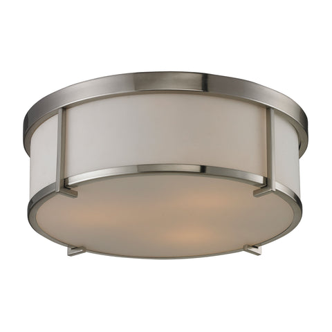 Flushmounts 3 Light Flushmount In Brushed Nickel And Opal White Glass