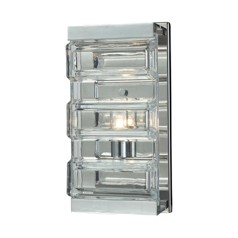 Corrugated Glass 1 Light Vanity In Polished Chrome