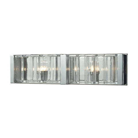 Corrugated Glass 2 Light Vanity In Polished Chrome