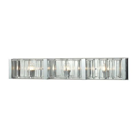 Corrugated Glass 3 Light Vanity In Polished Chrome