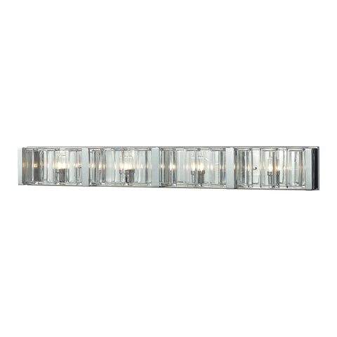 Corrugated Glass 4 Light Vanity In Polished Chrome