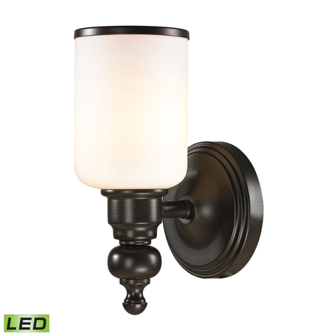 Bristol Way 1 Light LED Vanity In Oil Rubbed Bronze And Opal White Glass