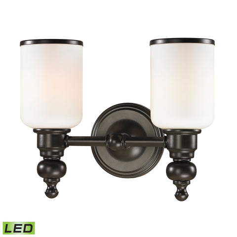 Bristol Way 2 Light LED Vanity In Oil Rubbed Bronze And Opal White Glass