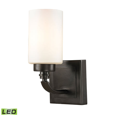 Dawson 1 Light LED Vanity In Oil Rubbed Bronze And Opal White Glass