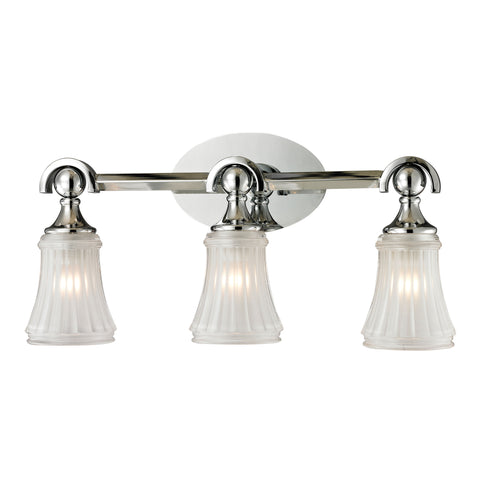 Jayden 3 Light Vanity In Polished Chrome And Frosted Glass