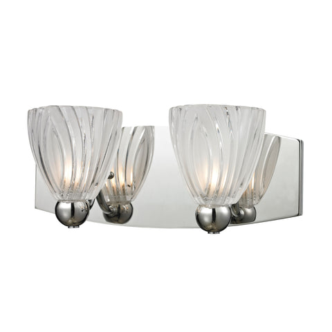 Lindale 2 Light Vanity In Polished Chrome And Scalloped Glass