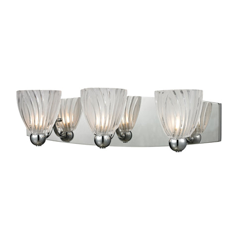 Lindale 3 Light Vanity In Polished Chrome And Scalloped Glass