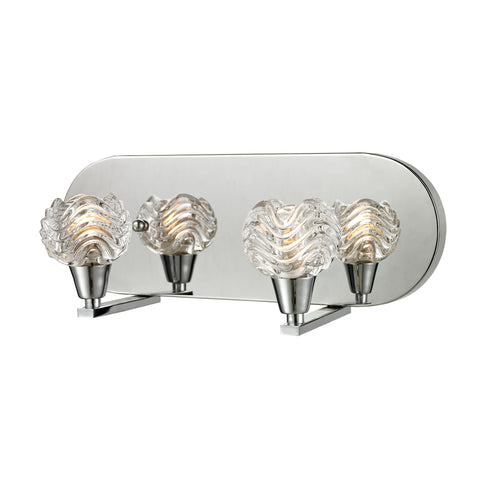 Crystal Wave 2 Light Vanity In Polished Chrome And Clear Wave Patterned Glass