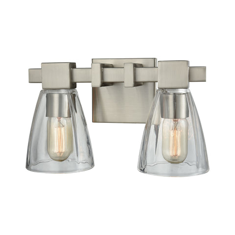 Ensley 2 Light Vanity In Satin Nickel With Clear Glass