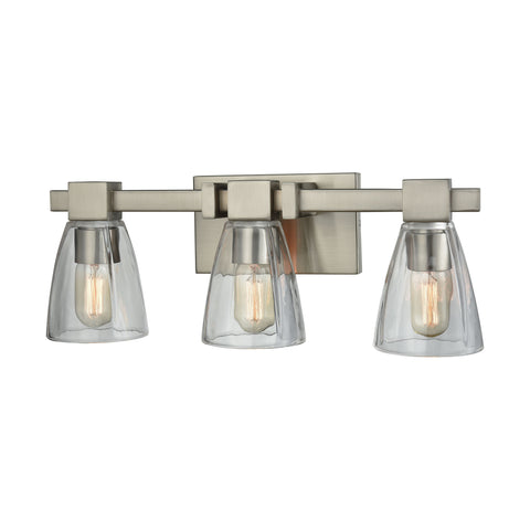 Ensley 3 Light Vanity In Satin Nickel With Clear Glass