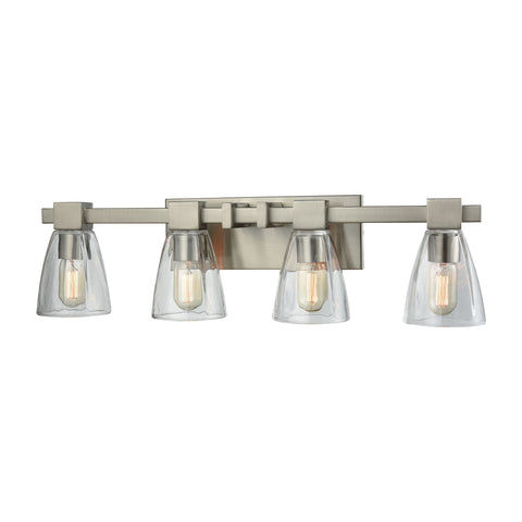 Ensley 4 Light Vanity In Satin Nickel With Clear Glass