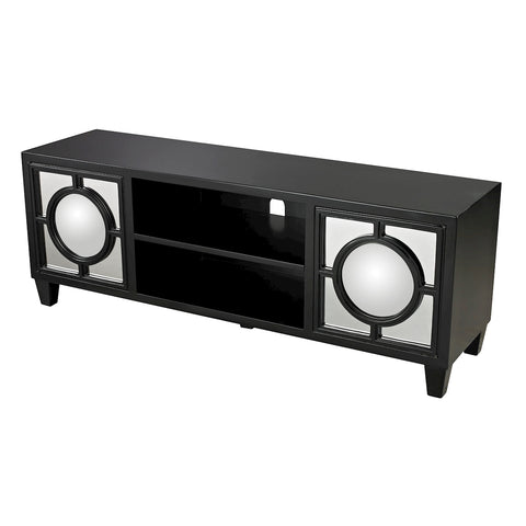 Mirage Black Media Console With Convex Mirror By