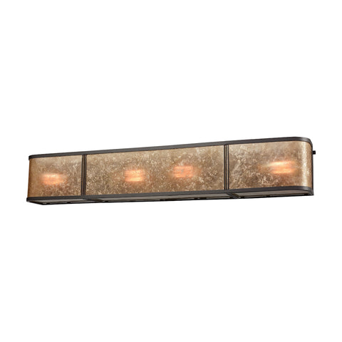 Barringer 4 Light Vanity In Oil Rubbed Bronze With Tan Mica