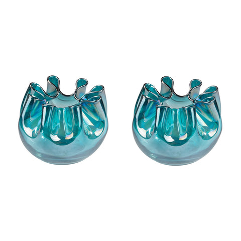 Splash Glass Vases In Aqua - Set of 2