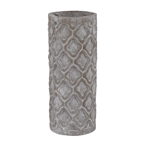 Antique Gray Organic Patterned Vase - Short