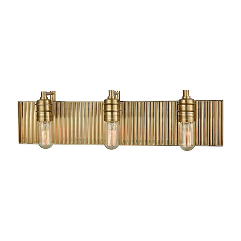 Corrugated Steel 3 Light Vanity In Satin Brass