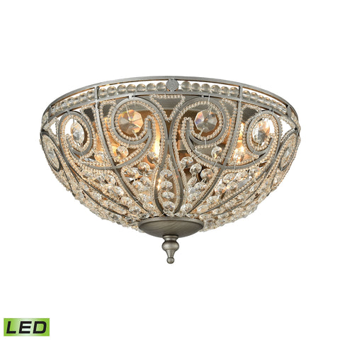 Elizabethan 3 Light LED Flush In Weathered Zinc