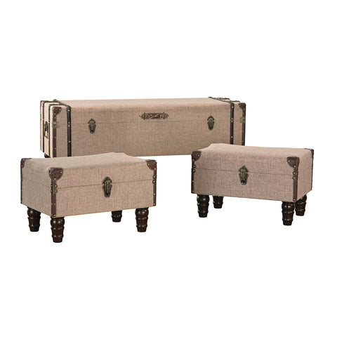 Linen Covered Travelers Trunk - Set of 3