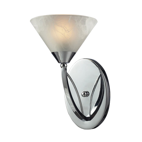 Elysburg 1 Light Vanity In Polished Chrome And White Glass