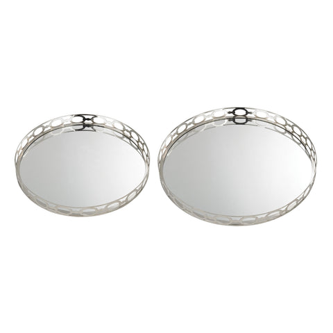 Set of 2 Mirrored Ring Tray