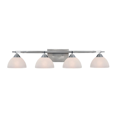 Freeland 4 Light Vanity In Brushed Nickel And Opal White Glass