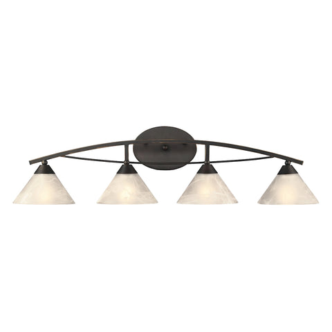 Elysburg 4 Light Vanity In Oil Rubbed Bronze And White Glass