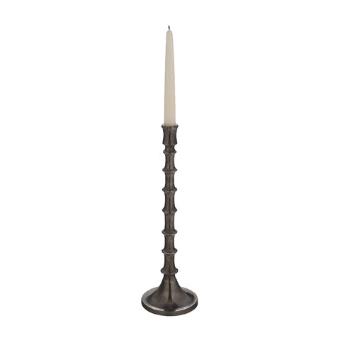 Gunmetal Bamboo Candleholder - Small