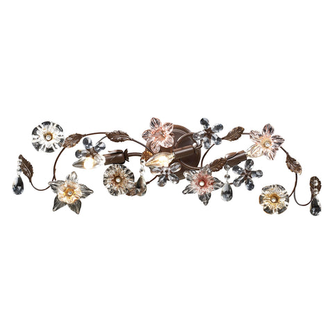 Cristallo Fiore 3 Light Vanity In Deep Rust With Crystal Florets