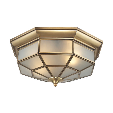 Linoka 2 Light Flushmount In Brushed Brass