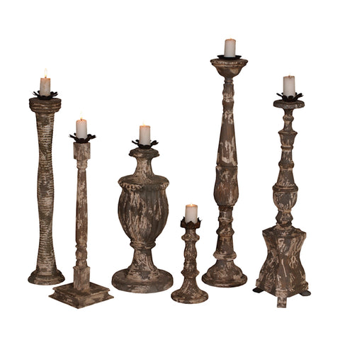 Carved Candle Sticks - Set of 6