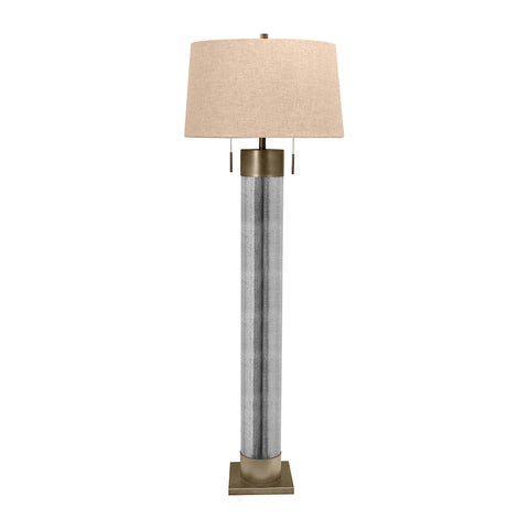 Mercury Glass Cylinder Floor Lamp With Antiqued Brass Accents