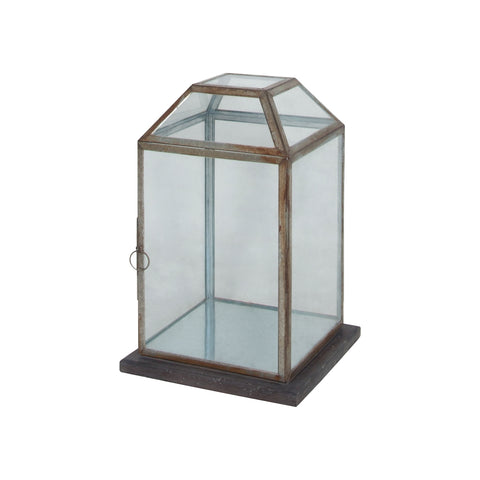 Display Lantern With Wood Base