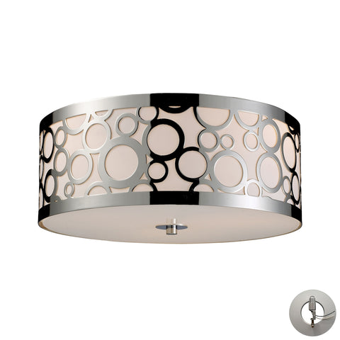 Retrovia 3 Light Flushmount In Polished Nickel - Includes Recessed Lighting Kit