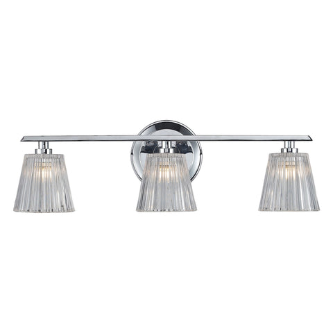 Calais 3 Light Vanity In Polished Chrome And Clear Crystal Glass