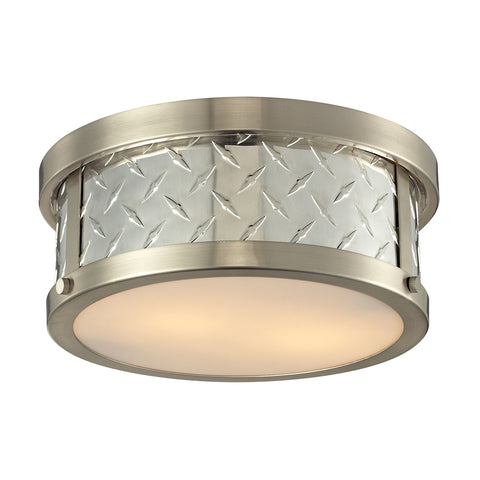 Diamond Plate 2 Light Flushmount In Brushed Nickel