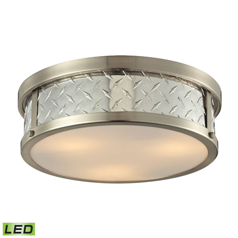 Diamond Plate 3 Light LED Flushmount In Brushed Nickel