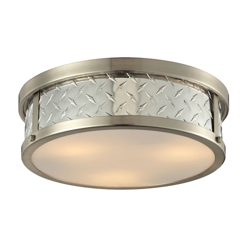 Diamond Plate 3 Light Flushmount In Brushed Nickel