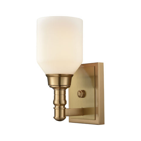 Baxter 1 Light Vanity In Satin Brass With Opal White Glass